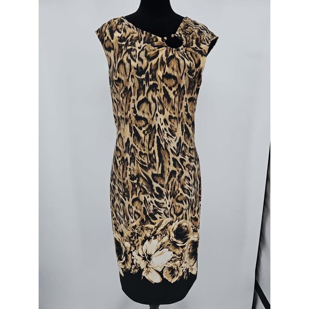 Vintage Cache Animal Print Shift Dress  12 Mob Wife Y2K